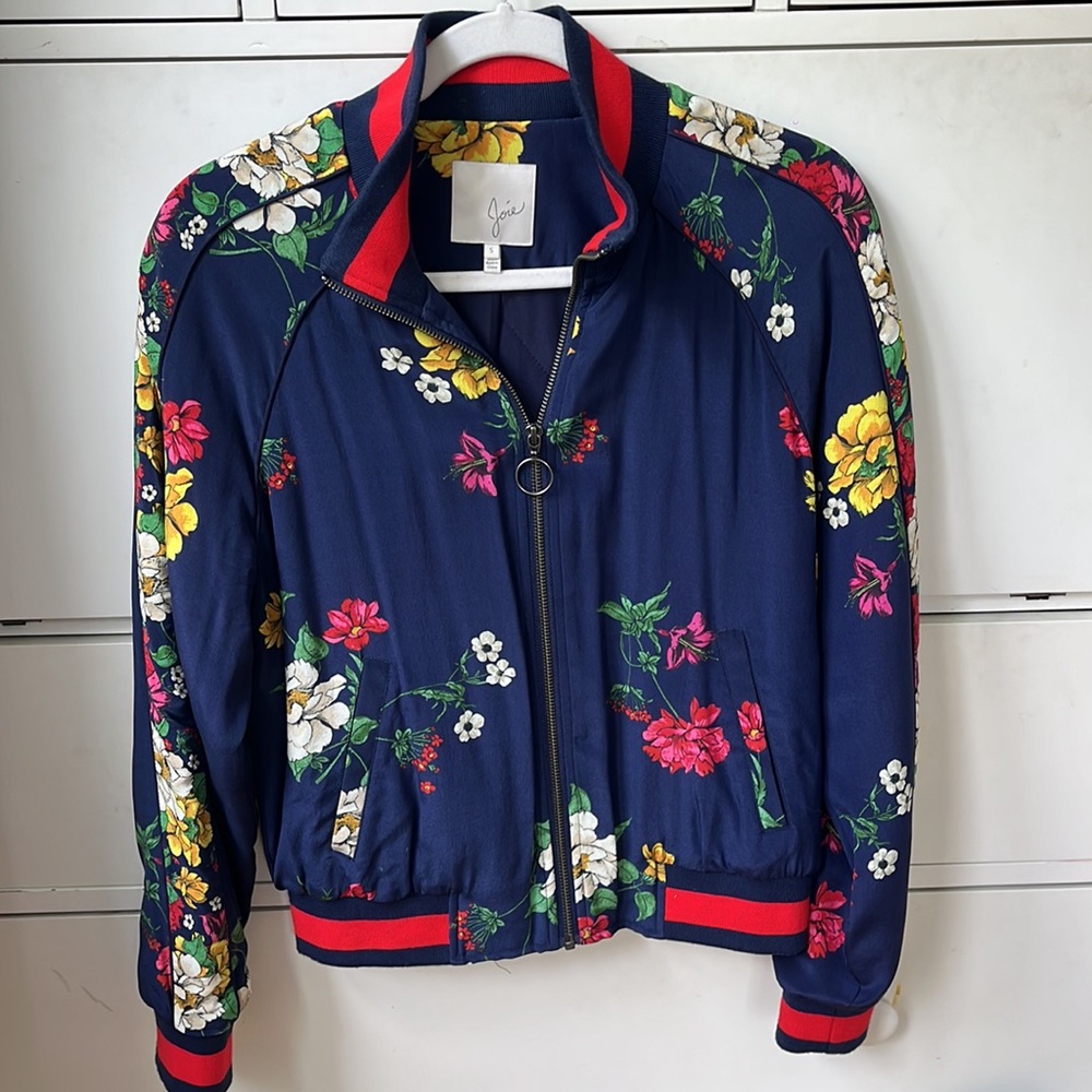 JOIE Silk Floral Bomber Jacket